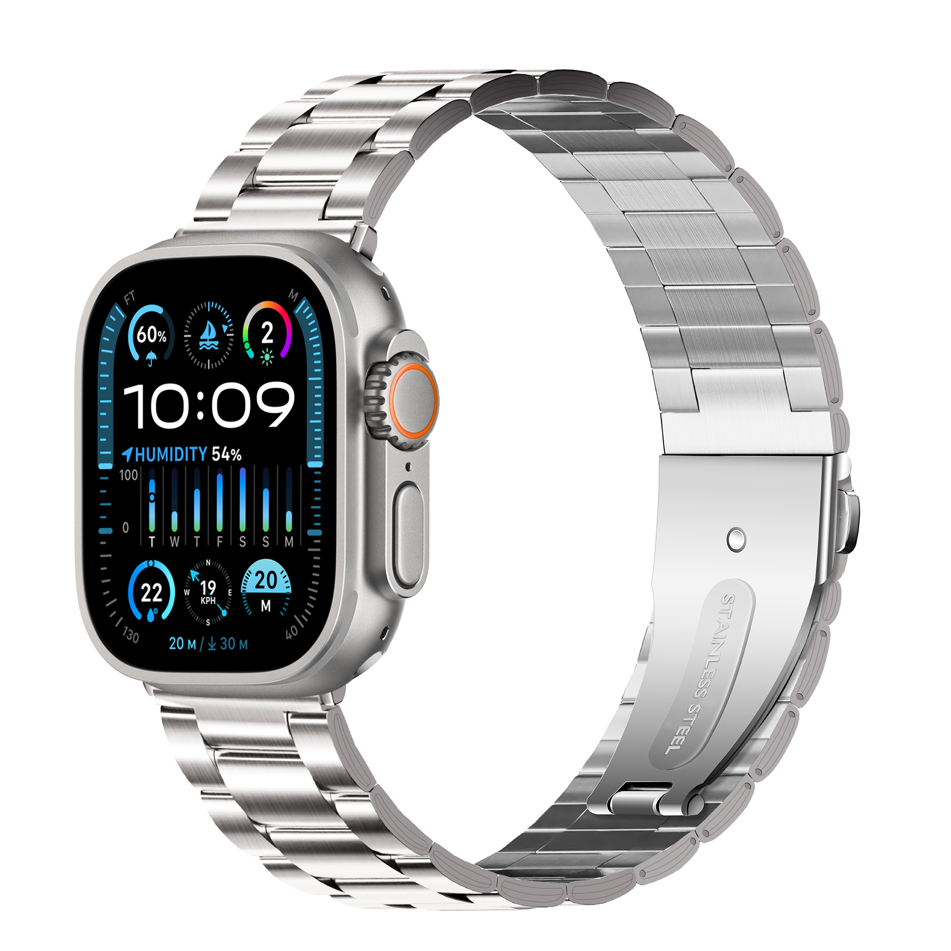 Three Link Apple Strap - Silver